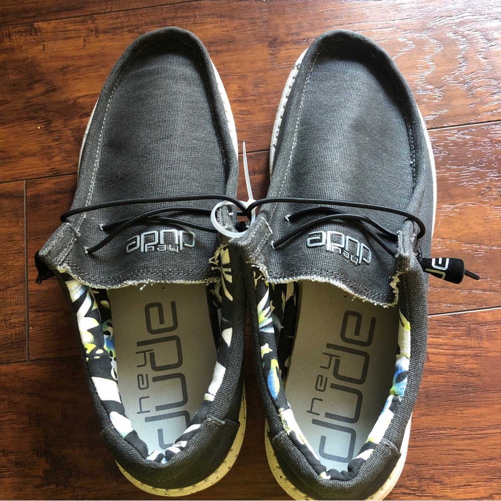 Hey Dude Mens Wally Stretch Black Size 9 Charcoal Loafer Boat Shoe SKU 110384900